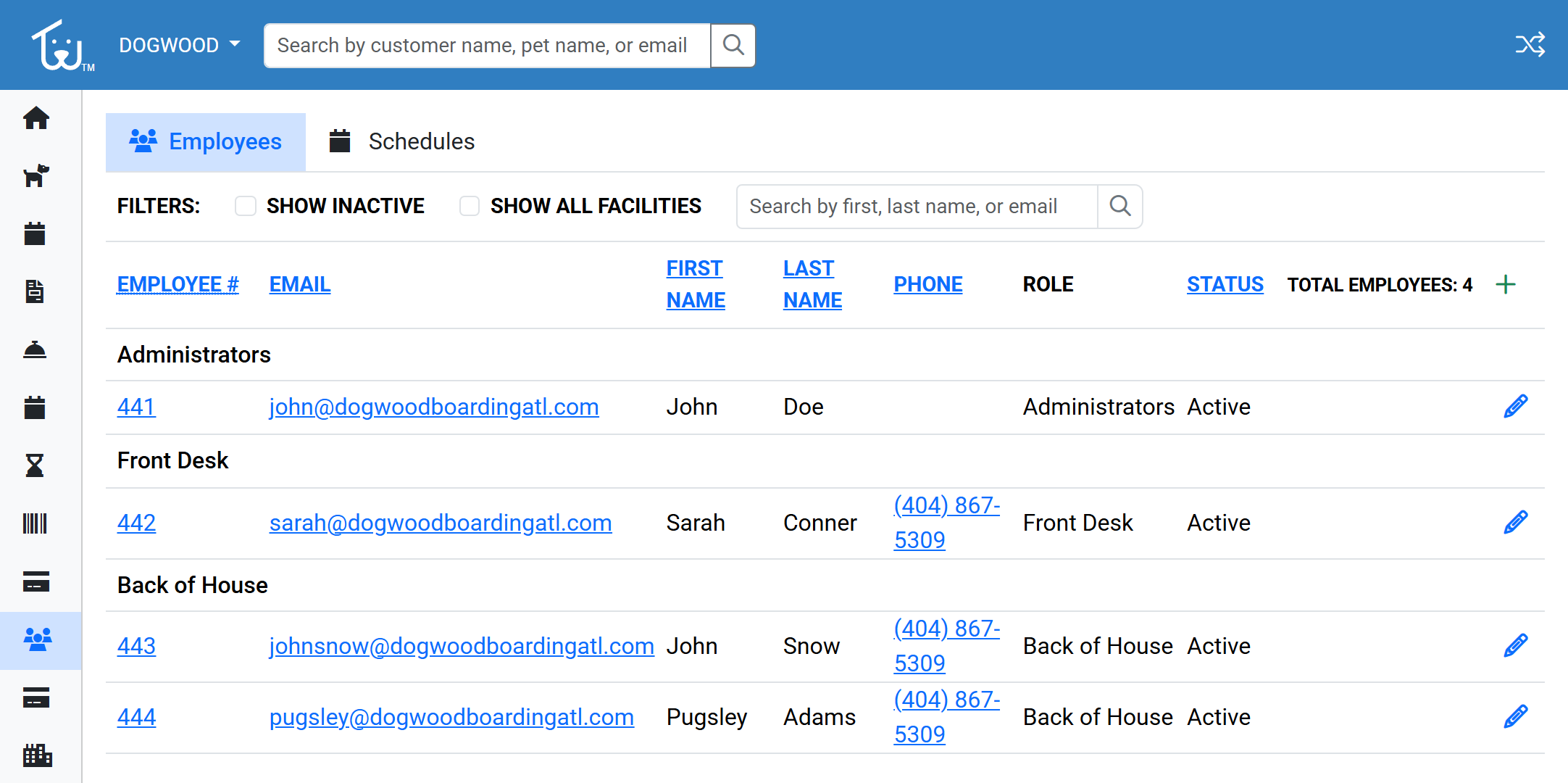 Preview of the Petsoft Employee Management Pages