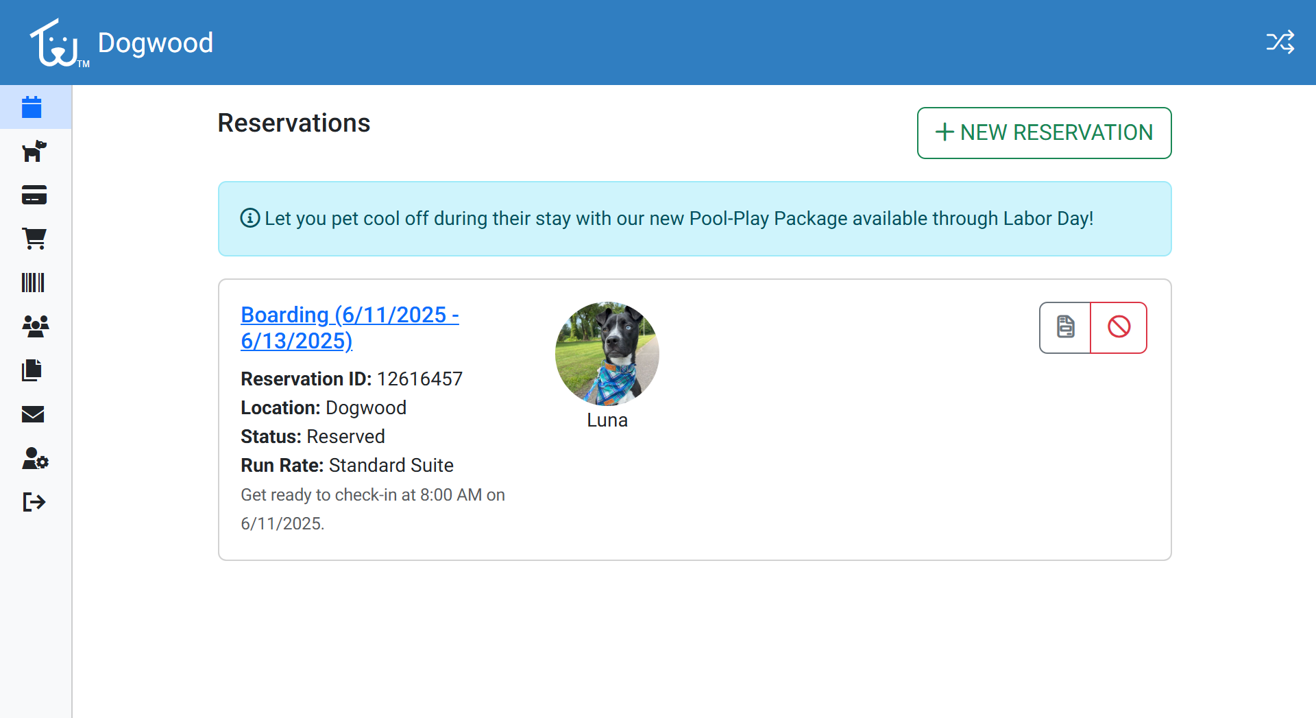 Preview of the Petsoft Pet Parent Reservation Dashboard